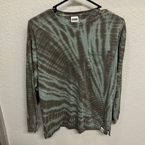 PINK, long sleeve green tye-dye shirt